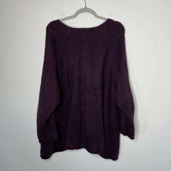 Eileen Fisher Sweater Womens 3X Purple Organic Cotton V Neck Oversized Tunic - Picture 7 of 9
